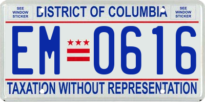 DC license plate EM0616