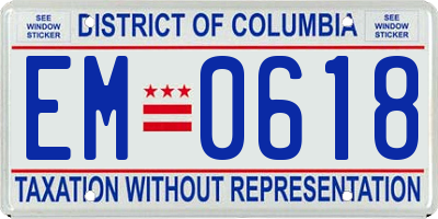DC license plate EM0618