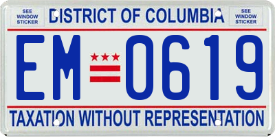 DC license plate EM0619