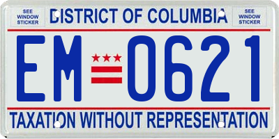 DC license plate EM0621