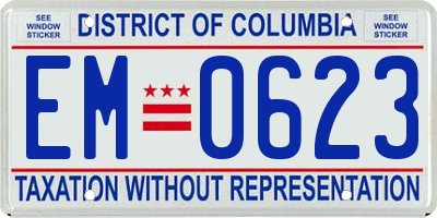 DC license plate EM0623