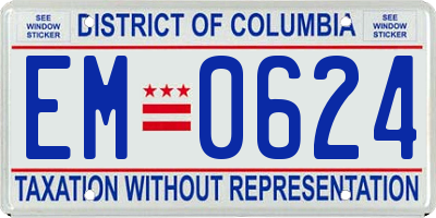 DC license plate EM0624