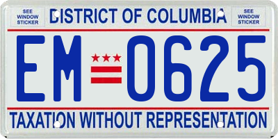 DC license plate EM0625