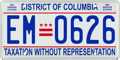DC license plate EM0626