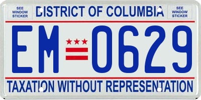 DC license plate EM0629