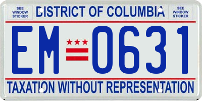DC license plate EM0631