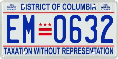 DC license plate EM0632