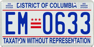 DC license plate EM0633