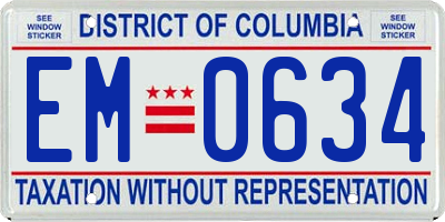 DC license plate EM0634