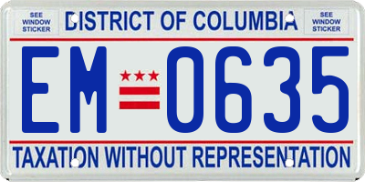 DC license plate EM0635