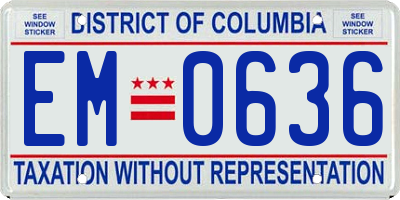 DC license plate EM0636