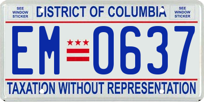 DC license plate EM0637