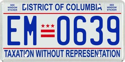DC license plate EM0639