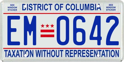DC license plate EM0642