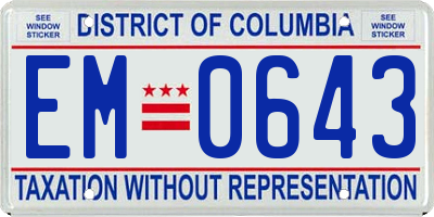 DC license plate EM0643