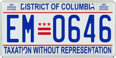 DC license plate EM0646