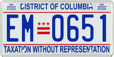 DC license plate EM0651