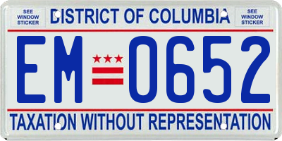 DC license plate EM0652