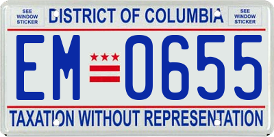 DC license plate EM0655