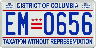 DC license plate EM0656