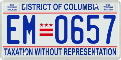 DC license plate EM0657