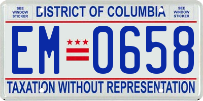 DC license plate EM0658