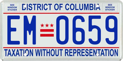 DC license plate EM0659