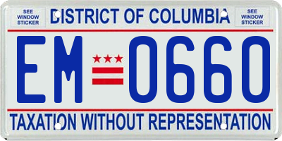 DC license plate EM0660