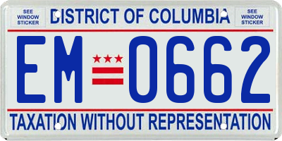 DC license plate EM0662