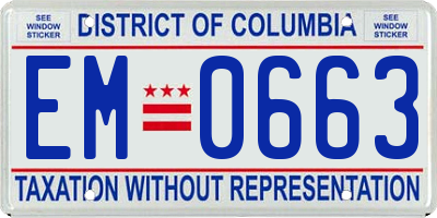 DC license plate EM0663