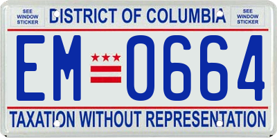 DC license plate EM0664
