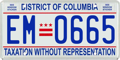 DC license plate EM0665