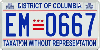 DC license plate EM0667