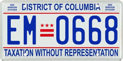 DC license plate EM0668