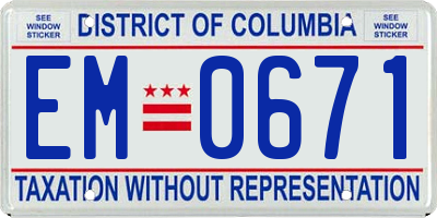 DC license plate EM0671