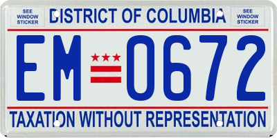 DC license plate EM0672