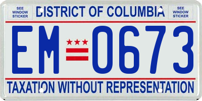DC license plate EM0673
