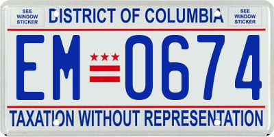 DC license plate EM0674
