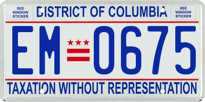 DC license plate EM0675