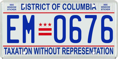 DC license plate EM0676