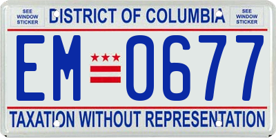 DC license plate EM0677