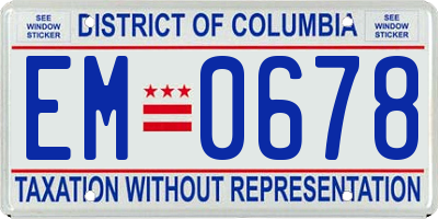 DC license plate EM0678
