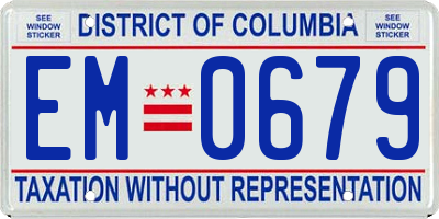 DC license plate EM0679