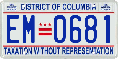 DC license plate EM0681