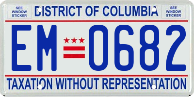 DC license plate EM0682