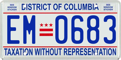 DC license plate EM0683