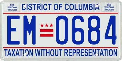 DC license plate EM0684