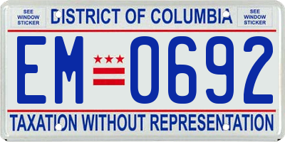 DC license plate EM0692