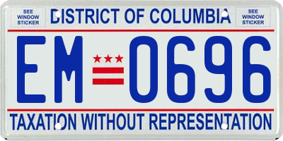 DC license plate EM0696