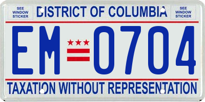 DC license plate EM0704